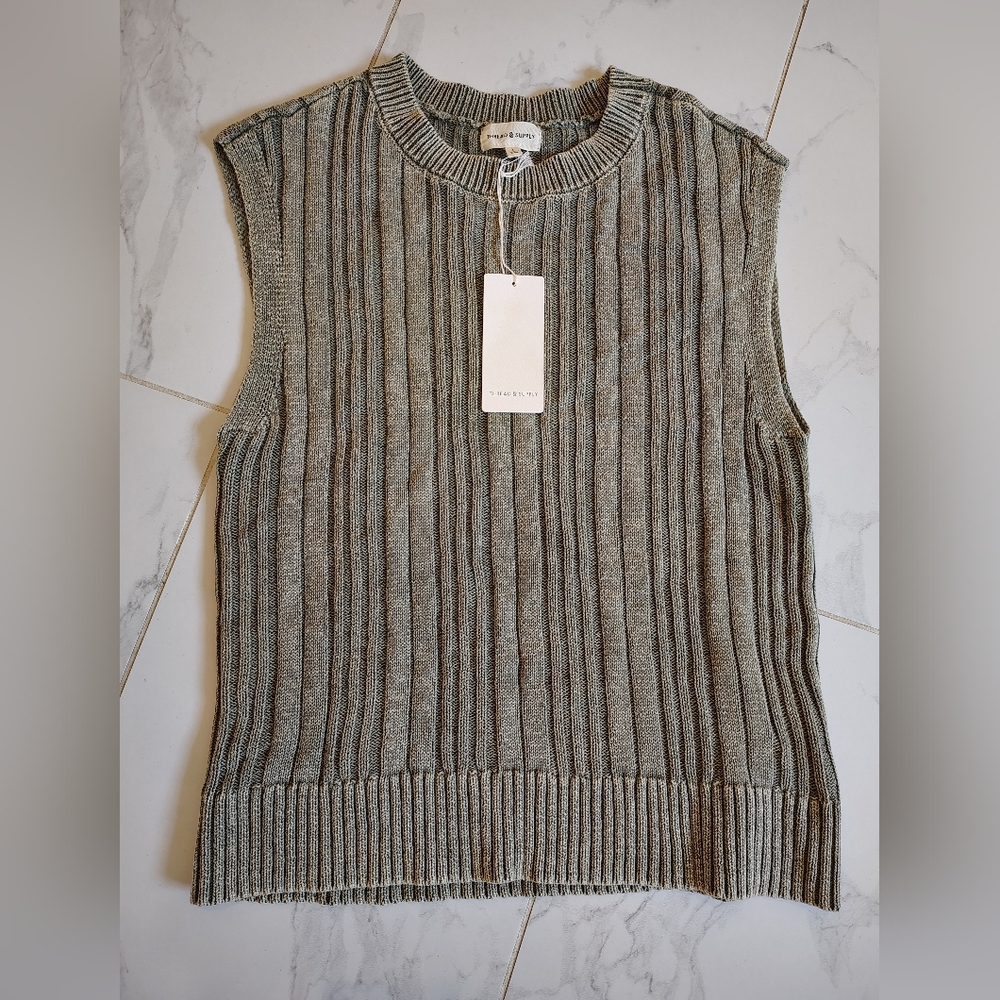 New W tags Olive Thread & Supply Ribbed Sleeveless Knit Top- Large